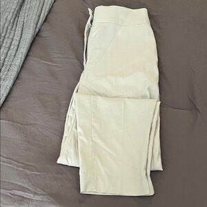 Twill blend cream straight   leg tapered pants- high waist , size 2